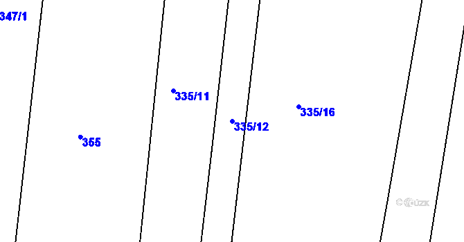 Parcela st. 335/12 v KÚ Dudov, Katastrální mapa
