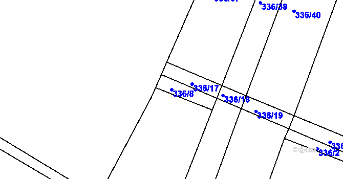 Parcela st. 336/8 v KÚ Dudov, Katastrální mapa
