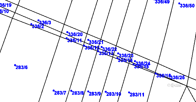 Parcela st. 336/13 v KÚ Dudov, Katastrální mapa