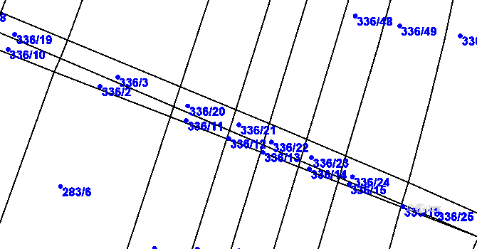 Parcela st. 336/21 v KÚ Dudov, Katastrální mapa