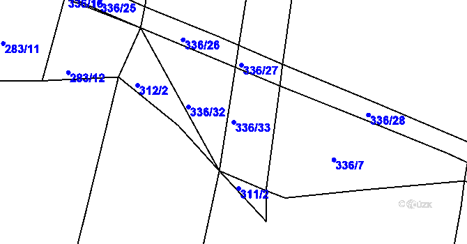 Parcela st. 336/33 v KÚ Dudov, Katastrální mapa
