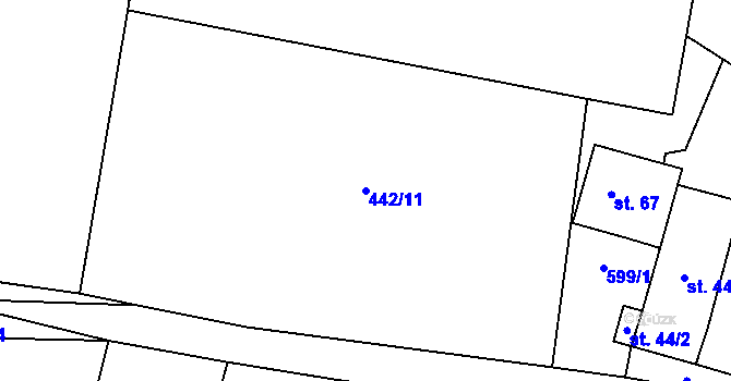Parcela st. 442/11 v KÚ Skrýchov u Malšic, Katastrální mapa