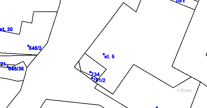 Parcela st. 5 v KÚ Olší u Opařan, Katastrální mapa