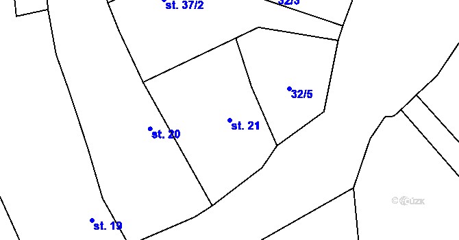Parcela st. 21 v KÚ Olší u Opařan, Katastrální mapa