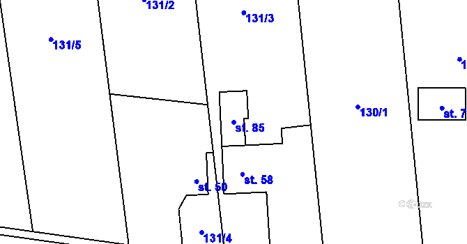 Parcela st. 85 v KÚ Olší u Opařan, Katastrální mapa