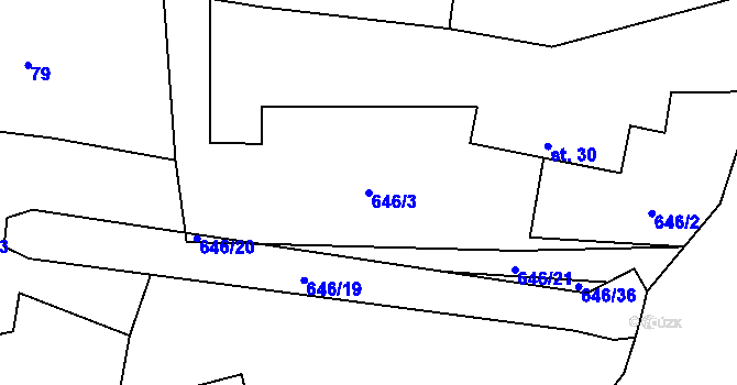 Parcela st. 646/3 v KÚ Olší u Opařan, Katastrální mapa