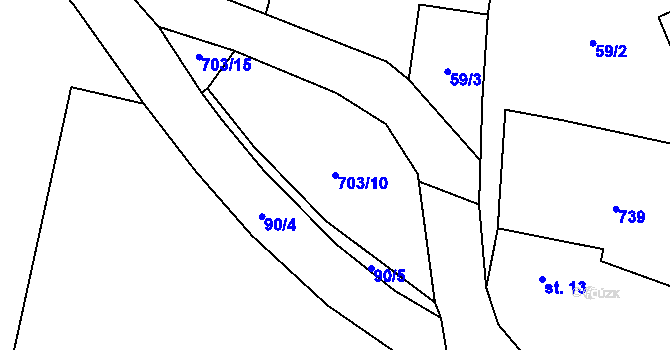 Parcela st. 703/10 v KÚ Olší u Opařan, Katastrální mapa