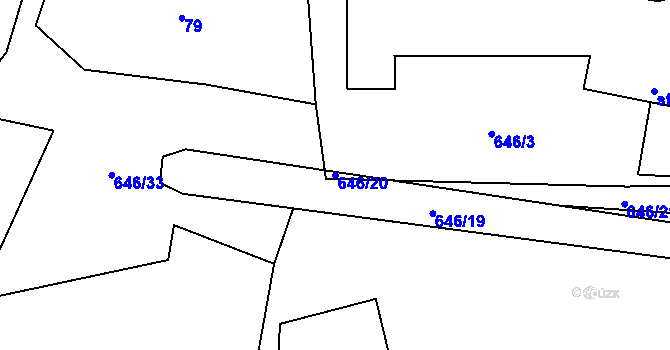 Parcela st. 646/20 v KÚ Olší u Opařan, Katastrální mapa