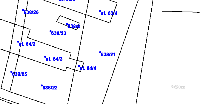 Parcela st. 638/21 v KÚ Olší u Opařan, Katastrální mapa