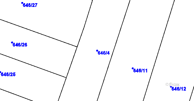 Parcela st. 646/4 v KÚ Olší u Opařan, Katastrální mapa