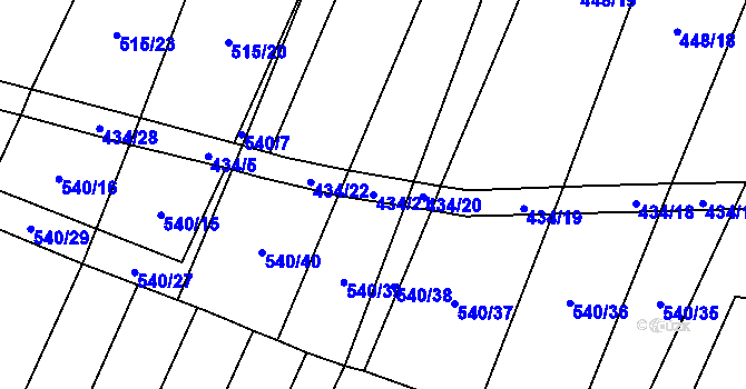 Parcela st. 434/21 v KÚ Olší u Opařan, Katastrální mapa
