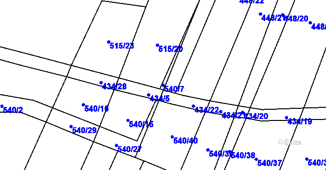 Parcela st. 540/7 v KÚ Olší u Opařan, Katastrální mapa