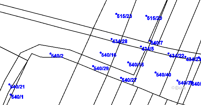 Parcela st. 540/16 v KÚ Olší u Opařan, Katastrální mapa