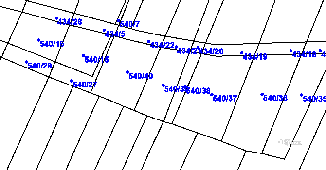 Parcela st. 540/39 v KÚ Olší u Opařan, Katastrální mapa