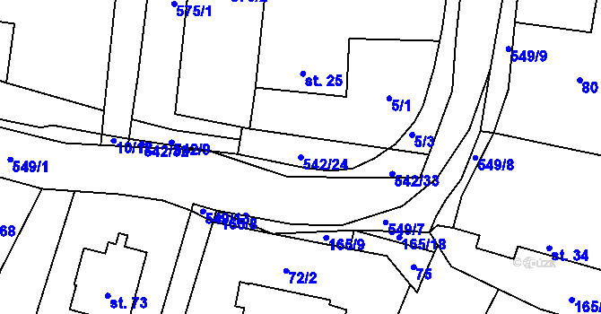 Parcela st. 542/24 v KÚ Skrýchov u Opařan, Katastrální mapa