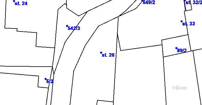 Parcela st. 26 v KÚ Skrýchov u Opařan, Katastrální mapa