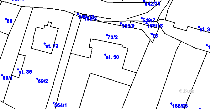 Parcela st. 50 v KÚ Skrýchov u Opařan, Katastrální mapa