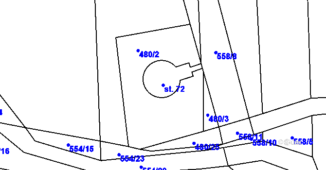 Parcela st. 72 v KÚ Skrýchov u Opařan, Katastrální mapa