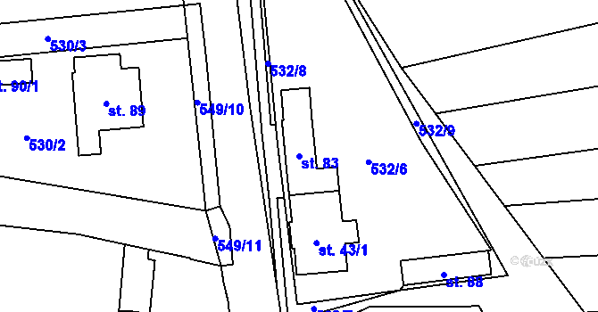 Parcela st. 83 v KÚ Skrýchov u Opařan, Katastrální mapa