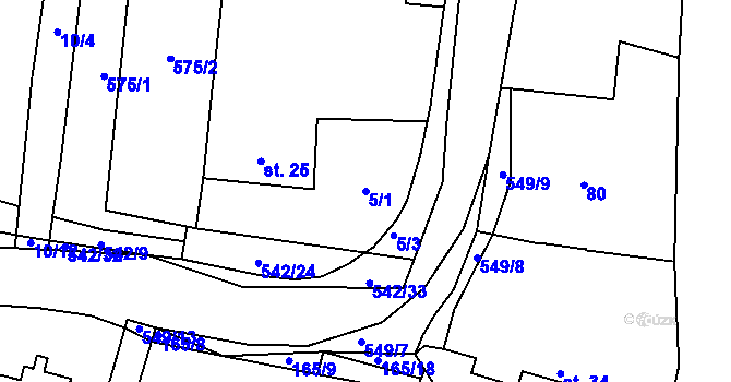 Parcela st. 5/1 v KÚ Skrýchov u Opařan, Katastrální mapa