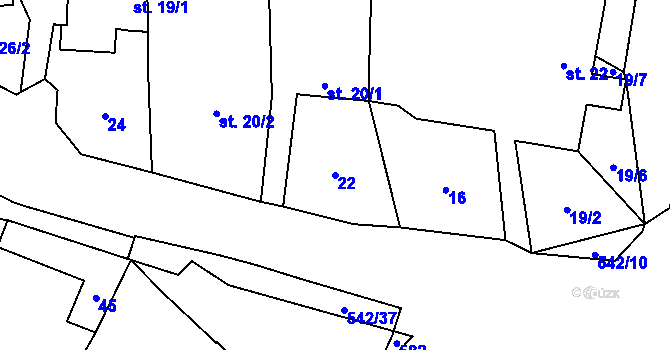 Parcela st. 22 v KÚ Skrýchov u Opařan, Katastrální mapa