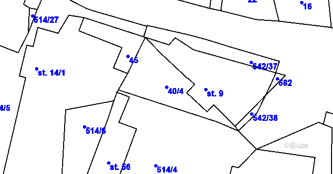 Parcela st. 40/4 v KÚ Skrýchov u Opařan, Katastrální mapa