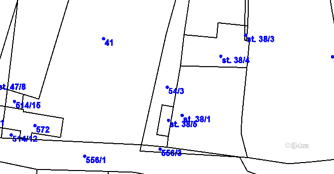 Parcela st. 54/3 v KÚ Skrýchov u Opařan, Katastrální mapa