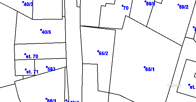 Parcela st. 65/2 v KÚ Skrýchov u Opařan, Katastrální mapa