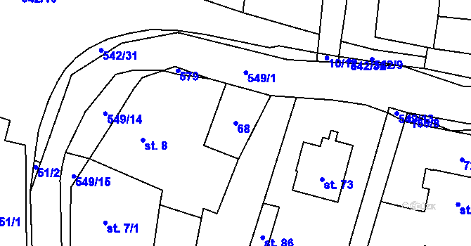 Parcela st. 68 v KÚ Skrýchov u Opařan, Katastrální mapa