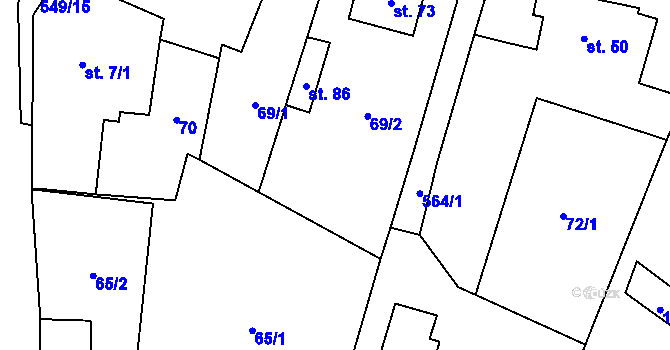 Parcela st. 69/3 v KÚ Skrýchov u Opařan, Katastrální mapa