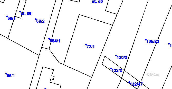 Parcela st. 72/1 v KÚ Skrýchov u Opařan, Katastrální mapa