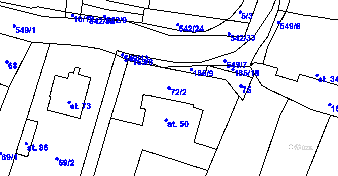 Parcela st. 72/2 v KÚ Skrýchov u Opařan, Katastrální mapa
