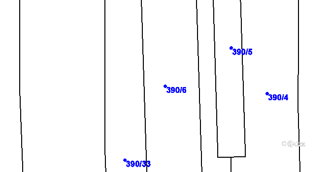 Parcela st. 390/6 v KÚ Skrýchov u Opařan, Katastrální mapa