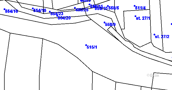 Parcela st. 515/1 v KÚ Skrýchov u Opařan, Katastrální mapa