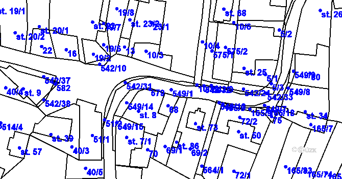 Parcela st. 549/1 v KÚ Skrýchov u Opařan, Katastrální mapa