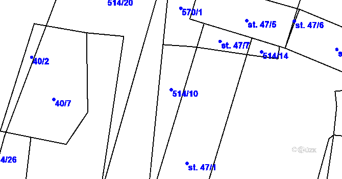 Parcela st. 514/10 v KÚ Skrýchov u Opařan, Katastrální mapa