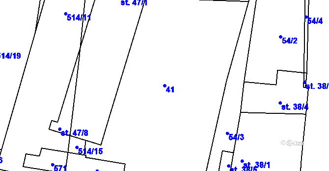 Parcela st. 41 v KÚ Skrýchov u Opařan, Katastrální mapa