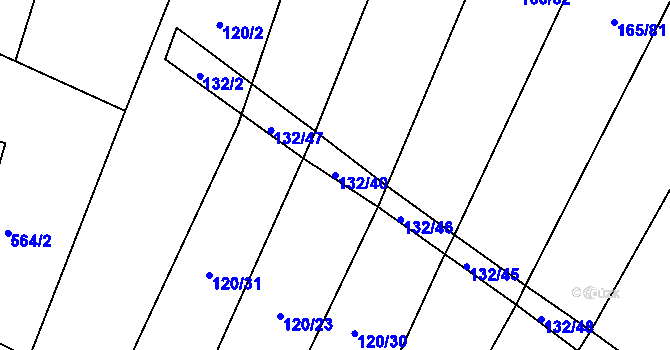 Parcela st. 132/40 v KÚ Skrýchov u Opařan, Katastrální mapa