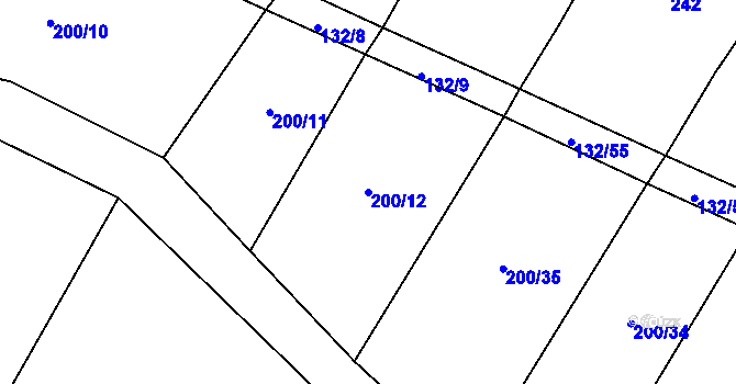 Parcela st. 200/12 v KÚ Skrýchov u Opařan, Katastrální mapa