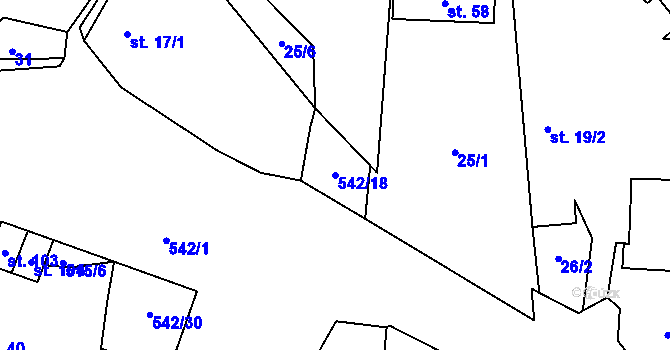 Parcela st. 542/18 v KÚ Skrýchov u Opařan, Katastrální mapa