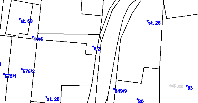 Parcela st. 5/4 v KÚ Skrýchov u Opařan, Katastrální mapa