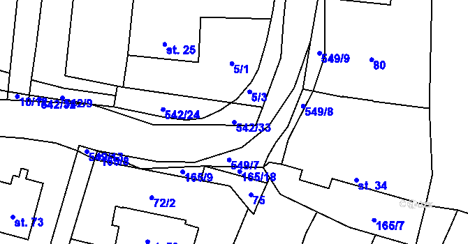 Parcela st. 542/33 v KÚ Skrýchov u Opařan, Katastrální mapa