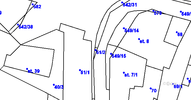 Parcela st. 51/2 v KÚ Skrýchov u Opařan, Katastrální mapa