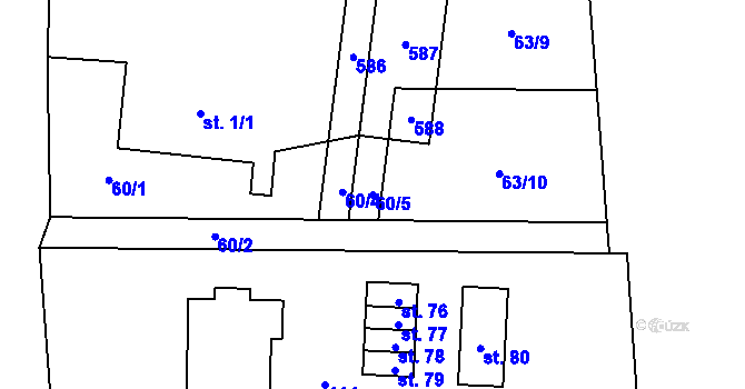 Parcela st. 60/5 v KÚ Skrýchov u Opařan, Katastrální mapa
