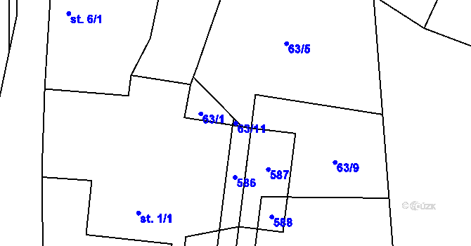Parcela st. 63/11 v KÚ Skrýchov u Opařan, Katastrální mapa