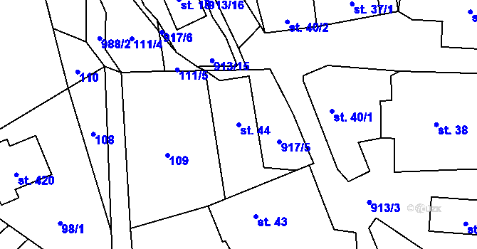 Parcela st. 44 v KÚ Skryje nad Berounkou, Katastrální mapa