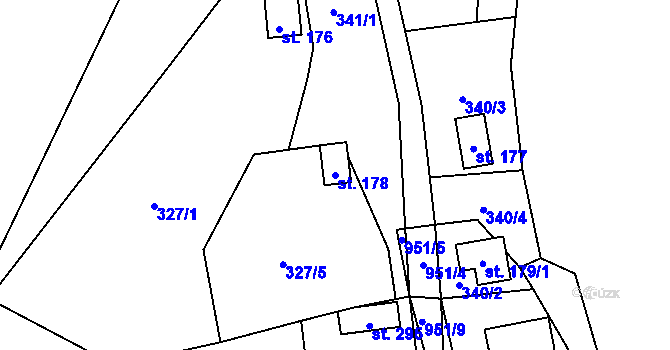 Parcela st. 178 v KÚ Skryje nad Berounkou, Katastrální mapa