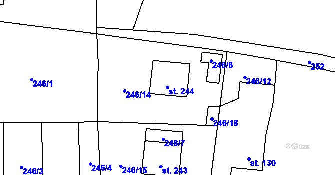 Parcela st. 244 v KÚ Skryje nad Berounkou, Katastrální mapa