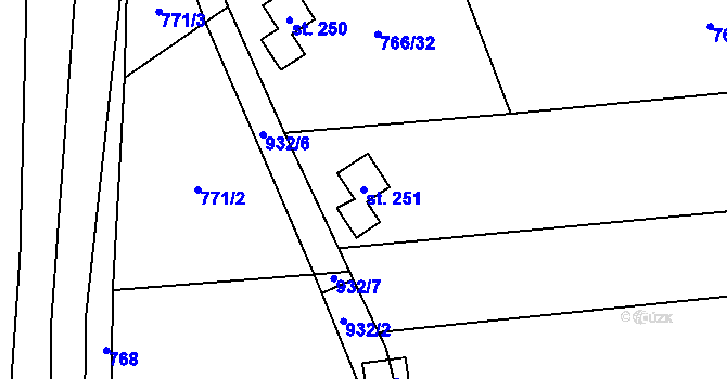Parcela st. 251 v KÚ Skryje nad Berounkou, Katastrální mapa