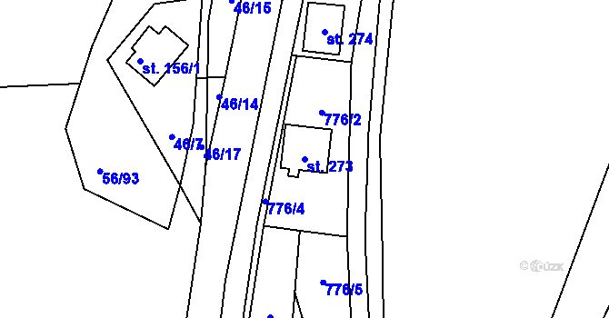 Parcela st. 273 v KÚ Skryje nad Berounkou, Katastrální mapa